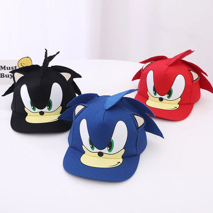 Children’s Sonic Baseball Cap — Cartoon Flat Brim Spring & Autumn Hat for Boys & Girls