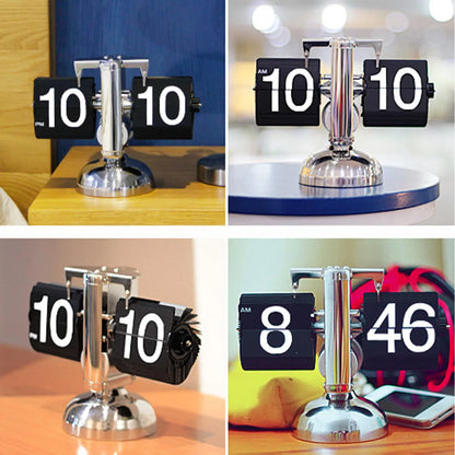 Digital Down Clock – Retro Minimalist Single Foot Mechanical Auto Desk Clock for Home & Living Room