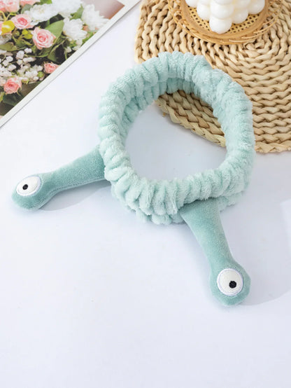 Cute Animal Ears Headband – Soft Coral Fleece with Fluffy Ball, Elastic Hair Band for Makeup & Face Washing