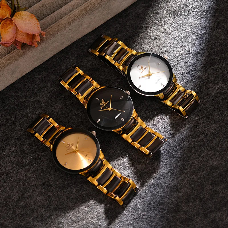 ORLANDO Men's Luxury Watch – Black & Gold Quartz Steel Wristwatch, Exquisite Fashion Relogio Masculino