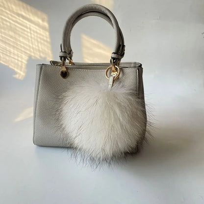 15cm Real Raccoon Fur Pompon Keychain – Cute Pendant for Bags, Hats, Clothes, and Accessories