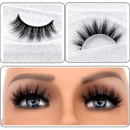 3D Real Mink False Eyelashes – Thick Handmade Strip Lashes with Glitter Packing for Makeup Beauty D101