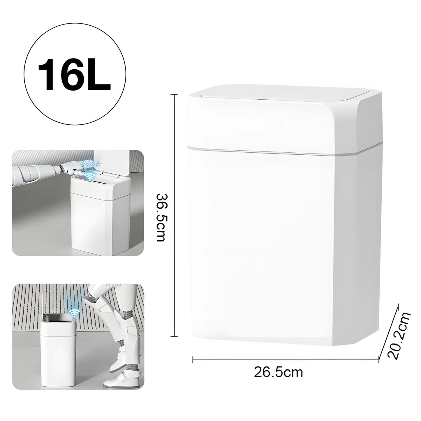 Smart Sensor Trash Can - 12/16L Automatic Anti-Odor Electric Waste Bin for Bathroom & Toilet