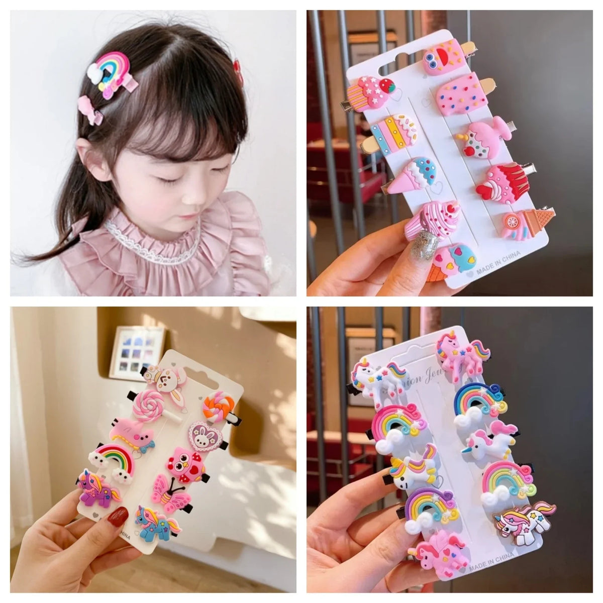 Girls Cartoon Unicorn Hair Clips - Cute Kids Hairpins, Barrettes and Fashion Hair Accessories Set