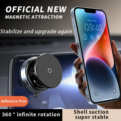 Magnetic Car Phone Mount – 360° Rotation, Vacuum Adsorption with Super Strong Suction for iPhone 12-16 Smartphones