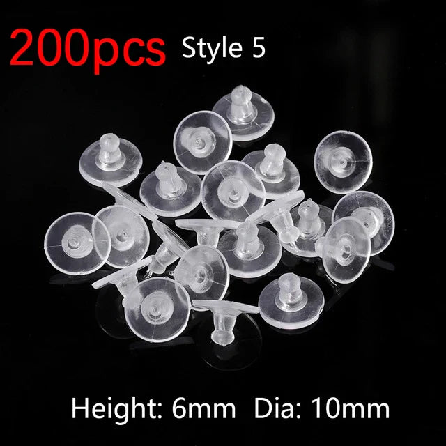 100-200PCS Rubber Earring Backs & Fishhook Ear Stoppers for Jewelry Making and DIY Earring Repairs
