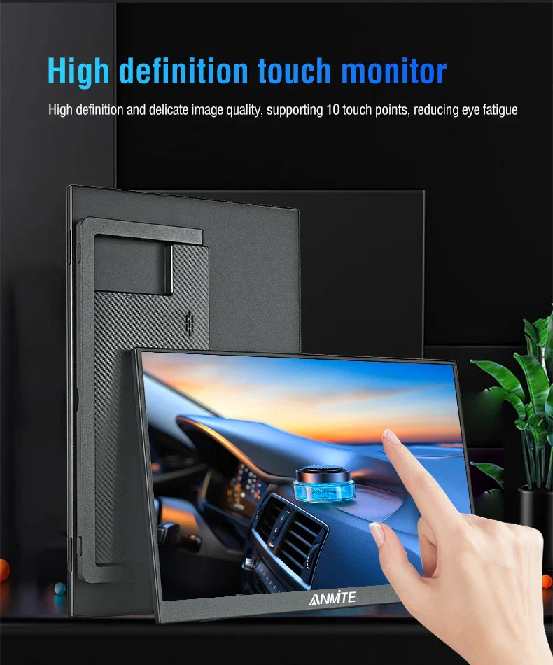 Anmite 15.6" Portable Touch Monitor – 1080P HDR Low Blue Light Display for Xbox, PS4/5, Switch & PC