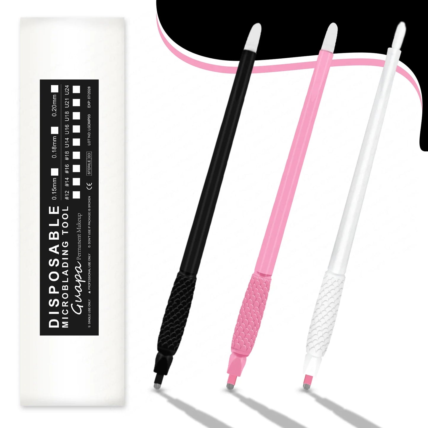 10pcs Disposable Microblading Pens – 18U & 14F Semi-Permanent Eyebrow Hand Tools