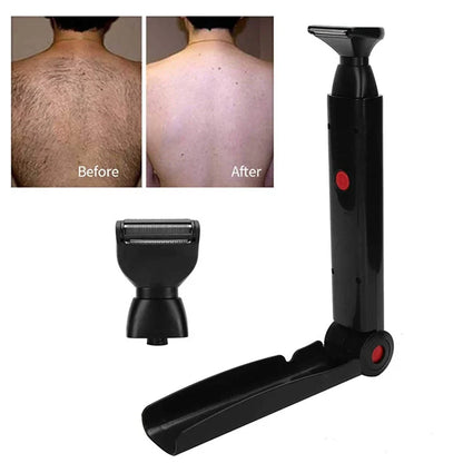 Long Handle Waterproof Men’s Back Shaver — USB Rechargeable Folding Body Hair Trimmer