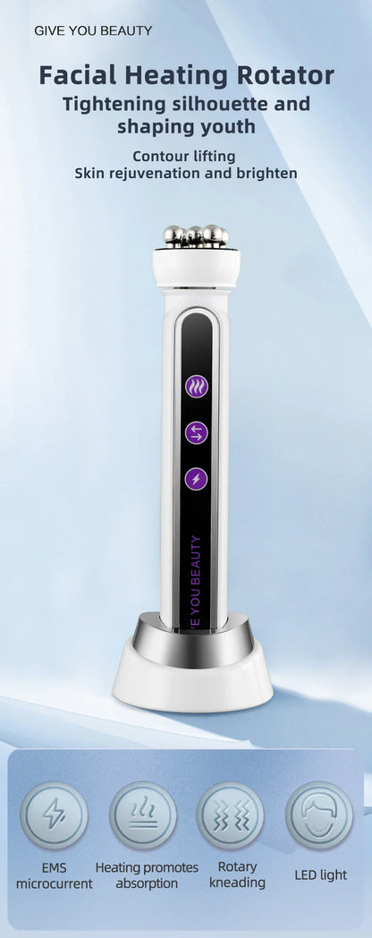 3 in 1 RF EMS Facial Roller Massager – 360° Skin Lifting, Fine Line Reduction, Microcurrent Beauty Machine