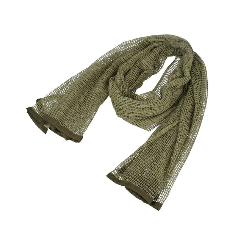 Outdoor Camouflage Netting Scarf — Camo Mesh Face Veil & Shemagh Head Wrap for Camping, Hiking, Shooting