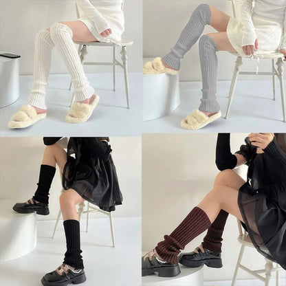 Women's Knitted Long Socks: Autumn Winter Leg Warmers - Breathable and Non-Slip Stockings for Home Comfort