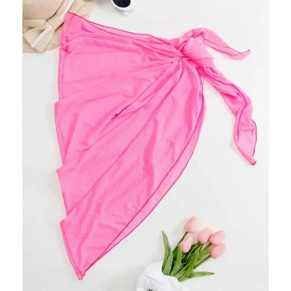 Women’s Sheer Beach Wrap Skirt – Knot Waist Swimsuit Bikini Cover Up Scarf for Summer Swimwear