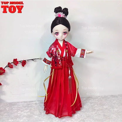 30cm 1/6 Doll Clothes – Style Printed Hanfu Outfit for 12" Female Action Figure Toy
