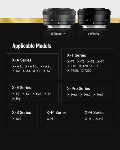 TTArtisan Auto Focus 27mm F2.8 Lens — APS-C STM for Fuji X, Fujifilm XF, Sony E, Nikon Z Mount (XA7, XT100)