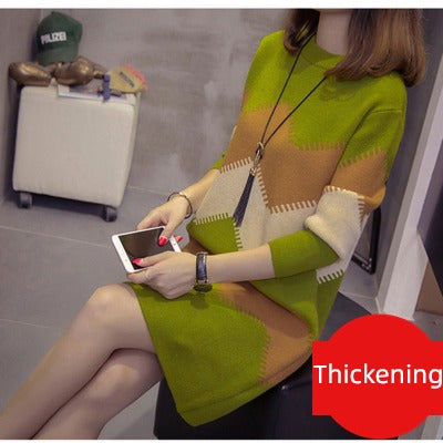 2023 Women’s Mid-Length Loose Knit Sweater — Casual Oversized Outerwear