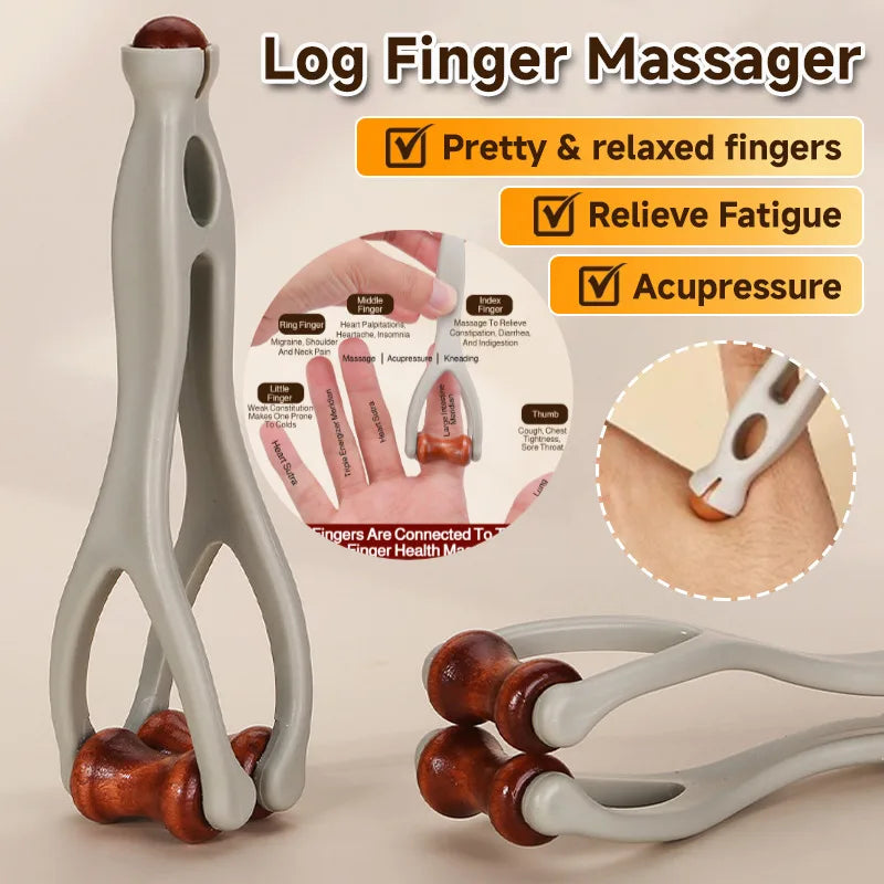 Multifunctional Wooden Finger Massager Roller – Portable Hand Stress Relief Tool for Carpal Tunnel, Pain & Fatigue Relief Massage Device