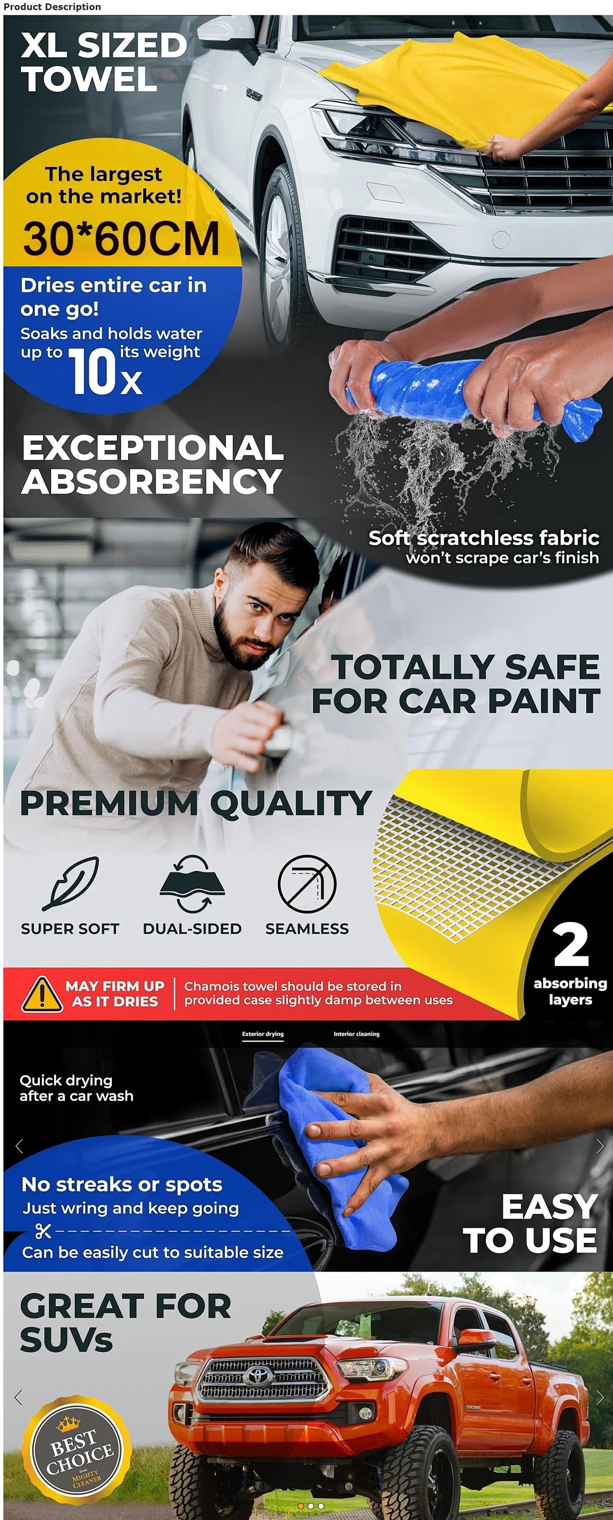5/10/15/20PC Microfiber Car Cleaning Towels – High Absorption Multipurpose Cloths for Car Wash & Kitchen Cleaning