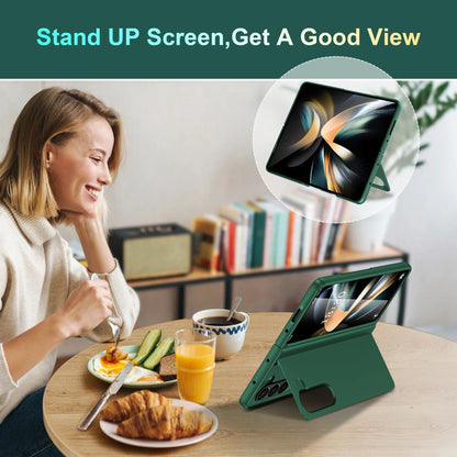 Full Coverage Hard PC + TPU Case for Samsung Galaxy Z Fold 5/4/3 5G – Anti-Fingerprint, Anti-Scratch, Heavy Duty with Holder, Matte & Non-Slip Design