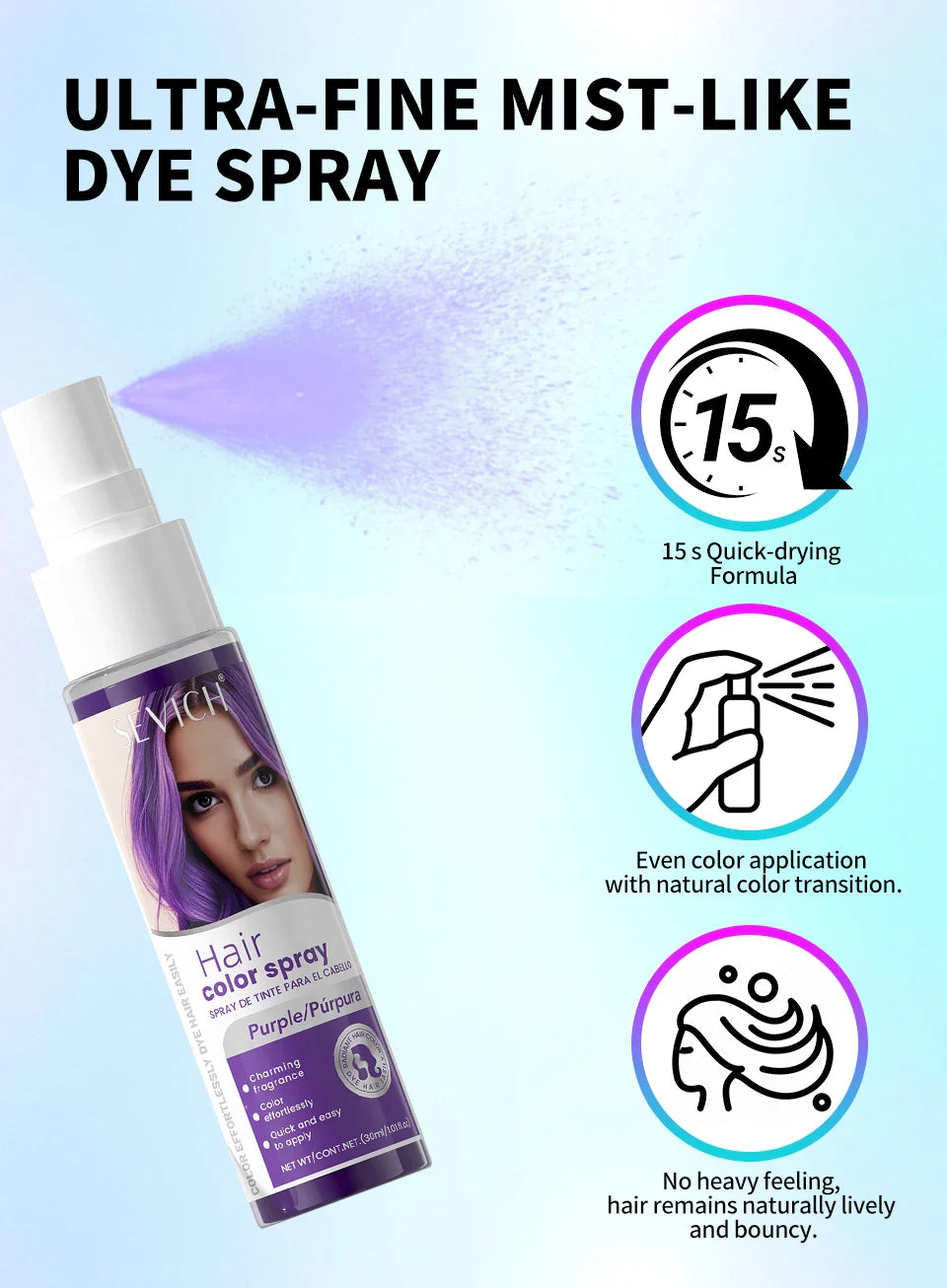 Temporary Hair Color Spray – 30ml DIY Hair Dye for Halloween, Parties & Instant Styling