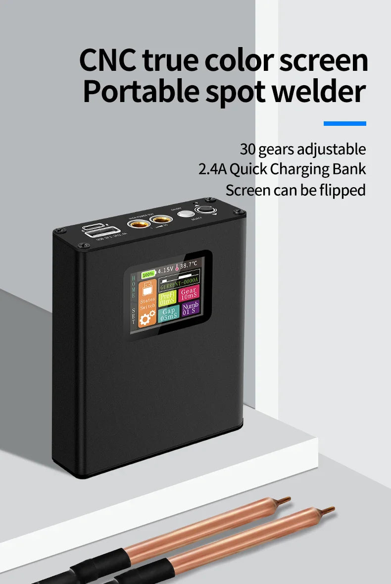 Portable Digital Spot Welder Kit — 18650 Lithium Battery Welder with 30-Speed Adjustable & Color Display