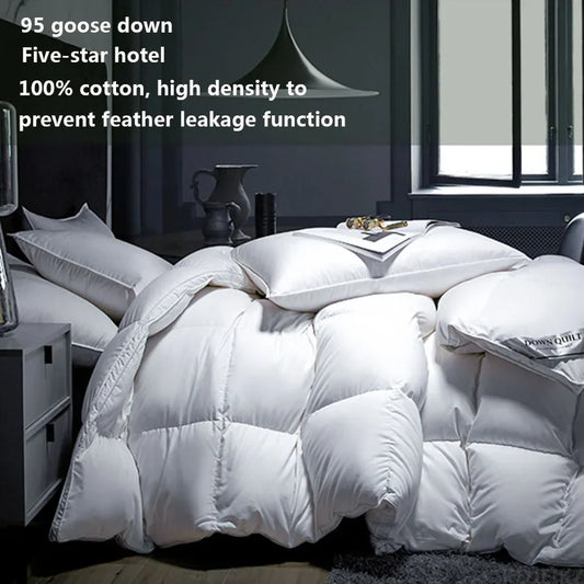 Winter Cotton Goose Down Quilt – Super Soft Fluffy Duvet for Queen & King Size, Four Seasons Blanket 220x240