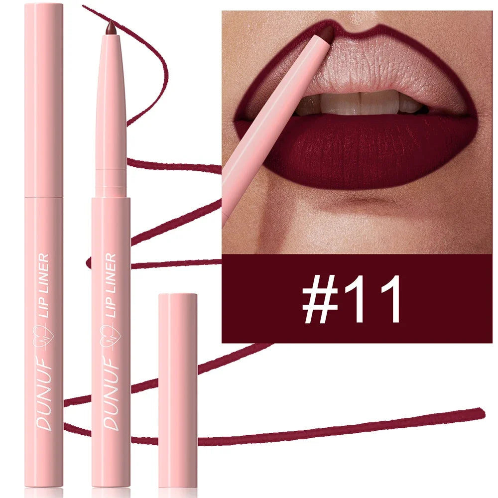 Matte Red Brown Lip Liner Pencil – Waterproof Slim Lip Contour Pen with Tapered Nib Long-Lasting Lip Stain