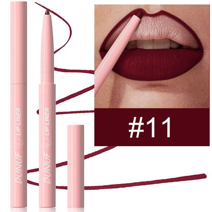 Matte Red Brown Lip Liner Pencil – Waterproof Slim Lip Contour Pen with Tapered Nib Long-Lasting Lip Stain