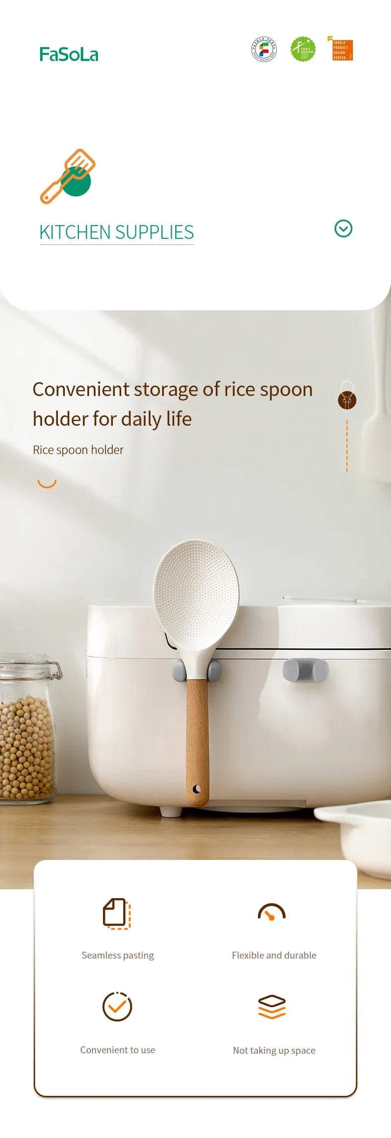 Silicone Rice Spoon Holder — Wall-Mounted Kitchen Storage Rack & Cooker Spoon Placement Shelf