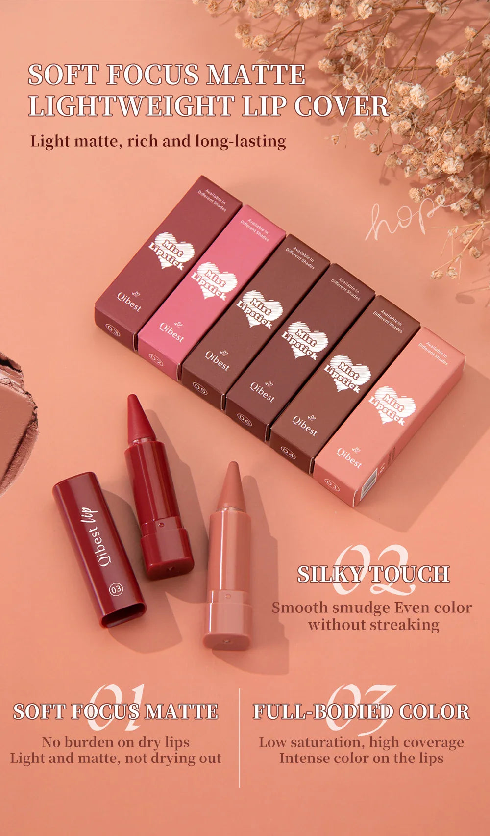 Twist-Up Lip Liner & Lipstick Pen – Multipurpose Velvet Matte Waterproof Lip Contour & Powder Blusher Rouge Makeup