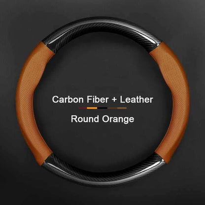 Hyundai Carbon-Fiber Leather Steering Wheel Cover — Fits i20/i30/i40/ix25/ix35/ix55/Elantra/Tucson/Sonata/Solaris/Palisade/Nexo