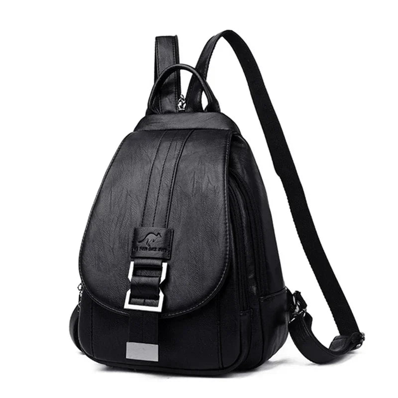 Multifunctional Women's Leather Backpack - Casual Style for Teen Girls, School and Travel Bagpack, Ladies' Chest Bag Sac