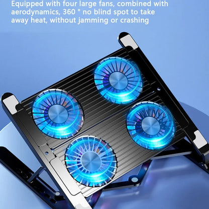 New Foldable Laptop Cooler Base Stand - Portable Cooling Pad with 4 Fans, Adjustable Notebook Stand for 13-17.3 Inch Laptops