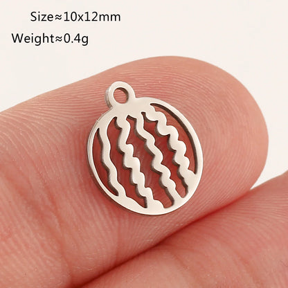 5pcs Stainless Steel Fruit Charms – Strawberry, Cherry, Pineapple & Watermelon Pendants for DIY Bracelets & Necklace Jewelry Making