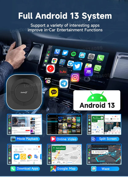 2025 Carlinkit AI Box LED – Android 13 Wireless CarPlay Adapter with Qualcomm 6115, 8-Core 64GB Smart TV Box for Netflix & IPTV