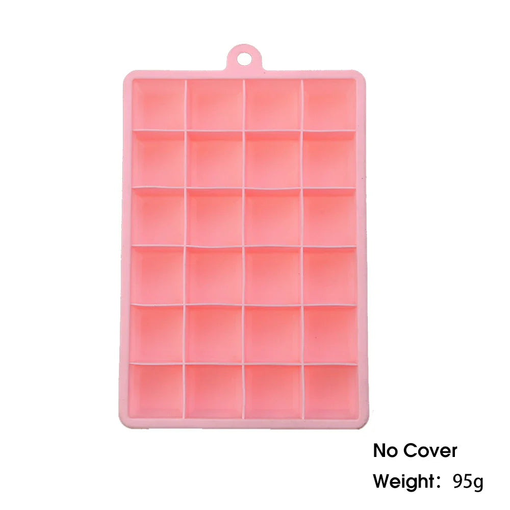 24-Hole Silicone Ice Tray — Square Mold for Ice, Food, Cheese, Jelly, with or without Lid