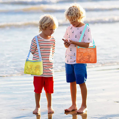 Beach Toy Mesh Bag - Kids Shell Storage Bag for Beach Toys - Seashell Bag, Mesh Pool Bag, Sand Toys, Swimming Accessories for Boys and Girls