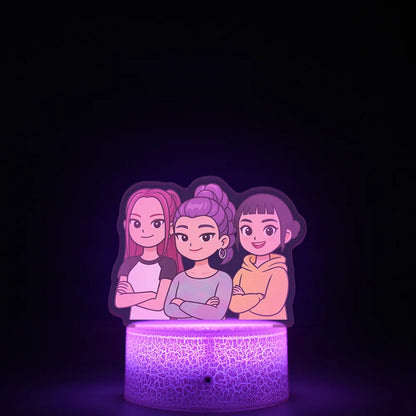 K-Pop Demon Hunters LED Night Light – Zoe, Mira, Rumi, Saja 16-Color Remote Control