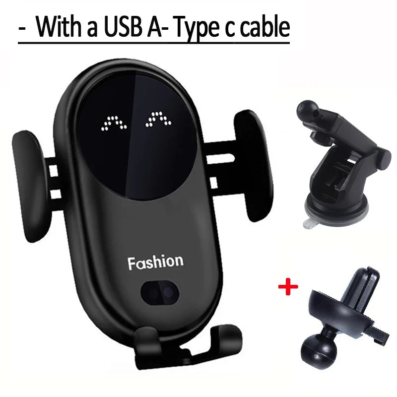 Wireless Charging Car Mount - Intelligent Infrared Rotating Air Vent Phone Holder Fast Charger