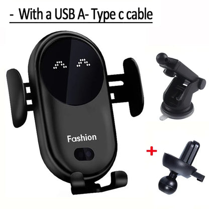 Wireless Charging Car Mount - Intelligent Infrared Rotating Air Vent Phone Holder Fast Charger