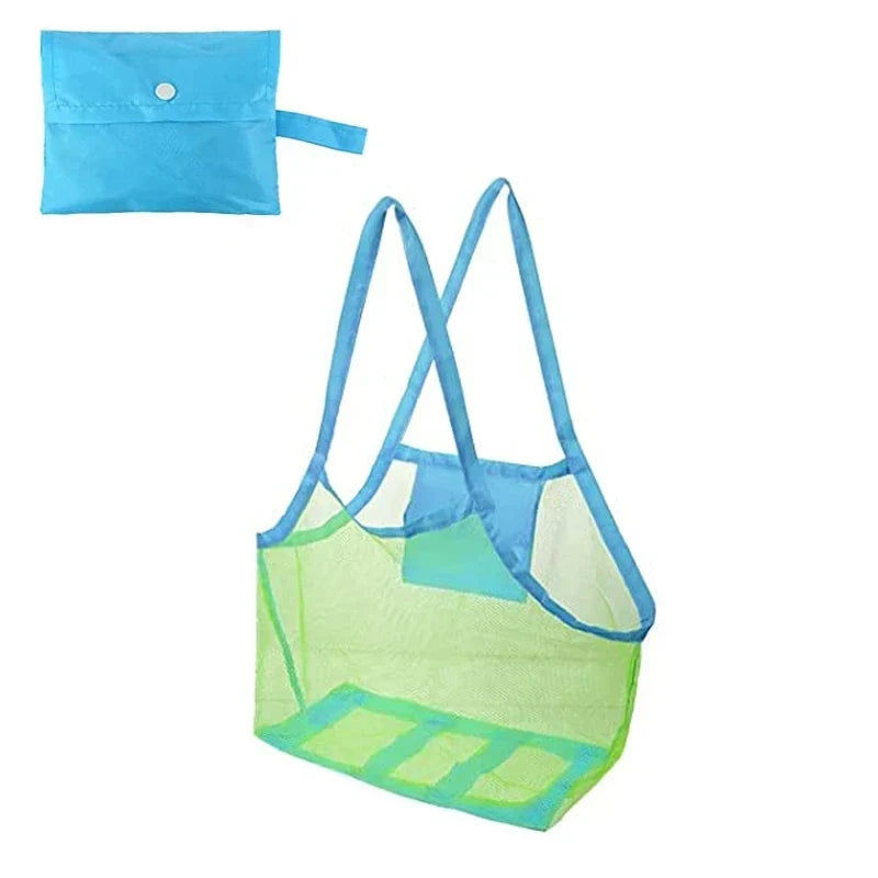 Multicolor Mesh Beach Bag - Large Sand-Resistant Foldable Tote with Hanging Hole for Toys & Storage