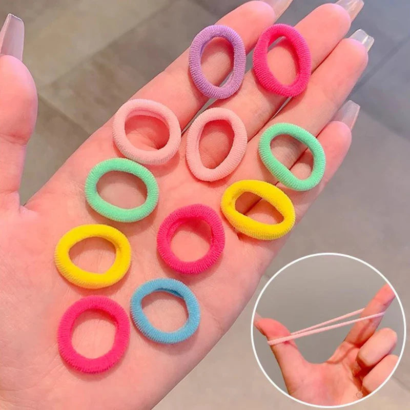 100/200PCS Colorful Nylon Elastic Hair Bands – Small Ponytail Holders for Women & Girls Hair Accessories