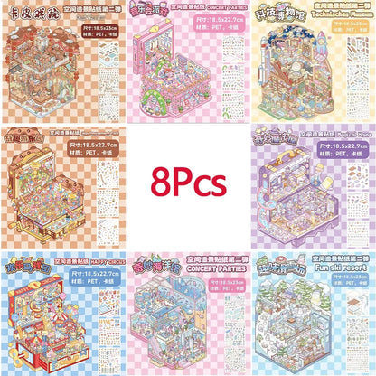DIY Plus Size 3D Treasure Box World Landscape Stickers - Pocket Cabin Scene | Creative Gift for Kids