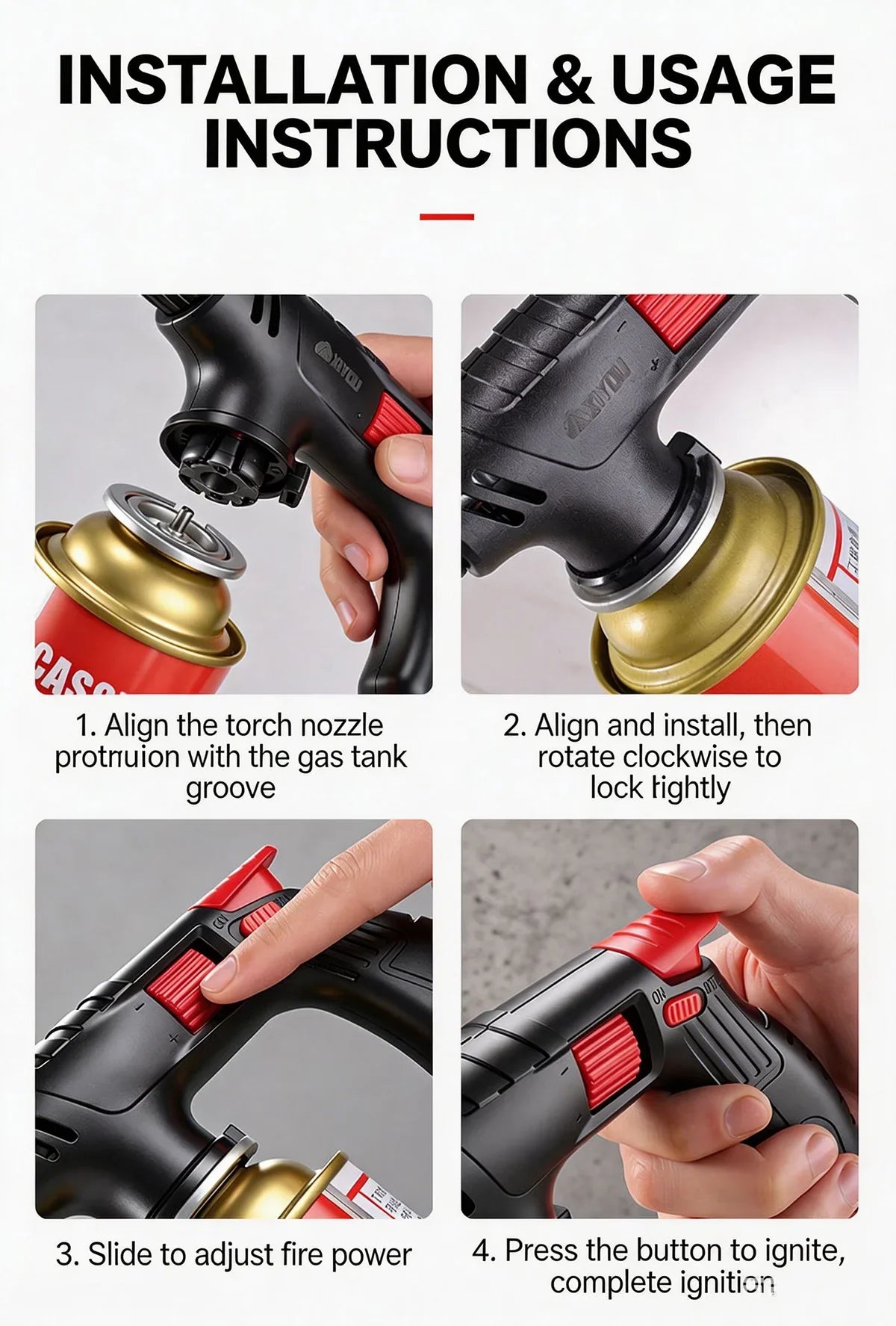 Long-Tube Butane Torch - Extended Gas Blow Torch for Camping, BBQ and Soldering