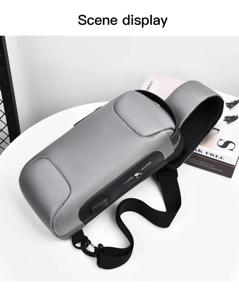 Designer Multifunction Anti-Theft USB Shoulder Bag – Travel Crossbody Messenger Sling Chest Bag for Men, Luxury Brand