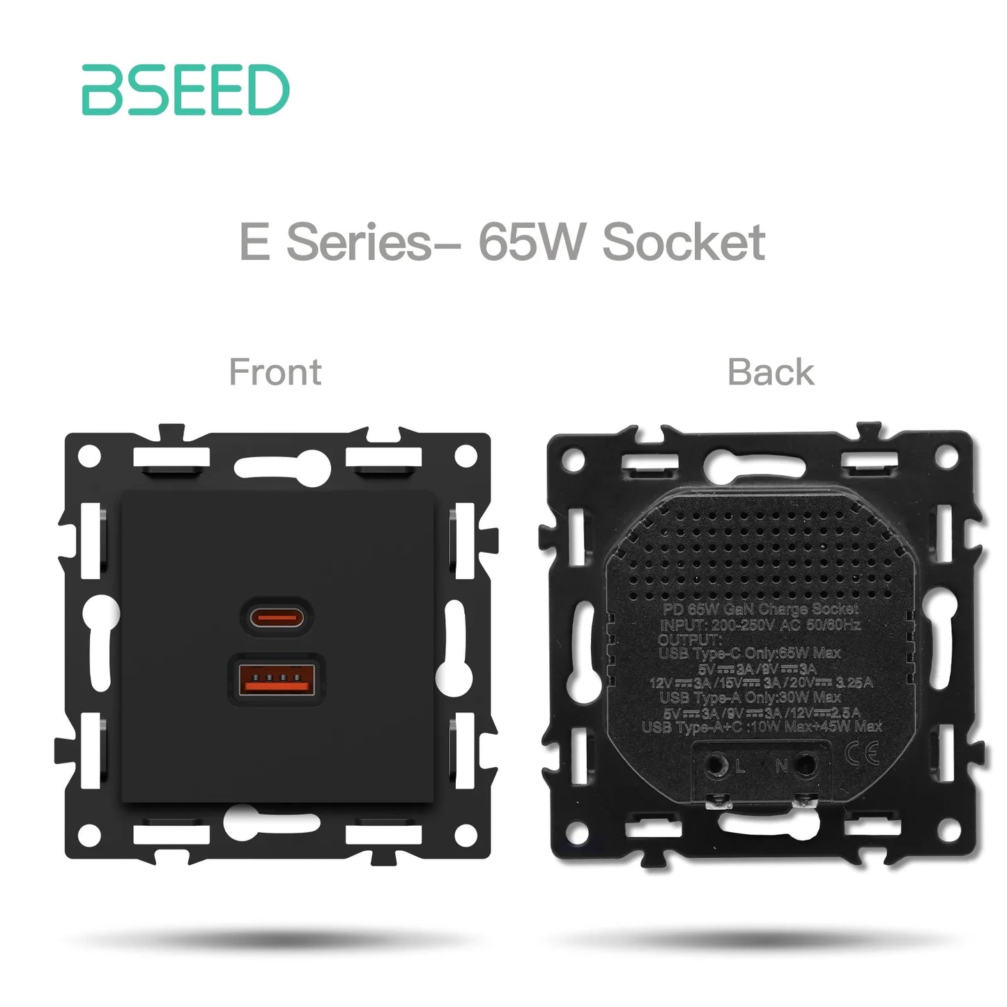 BSEED Zigbee Smart Wall Switch Parts – EU Power Outlet & Glass Frame DIY Combo