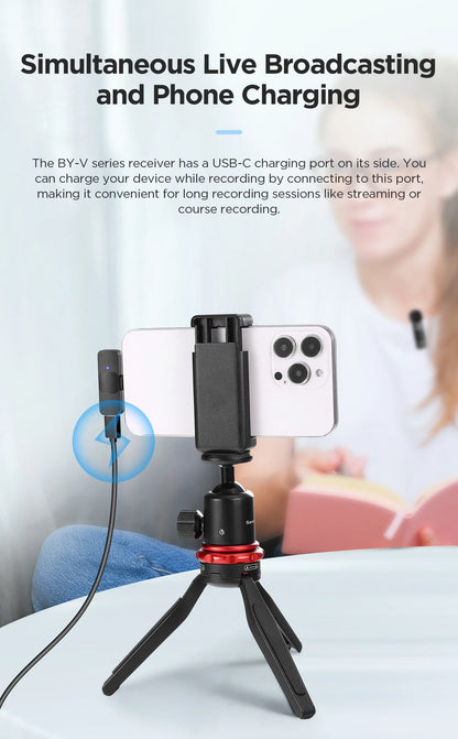 BOYA BY-V Wireless Lavalier Microphone – Professional Mini Mic for iPhone, iPad, Android, Live Broadcast, Gaming, Recording & Vlog