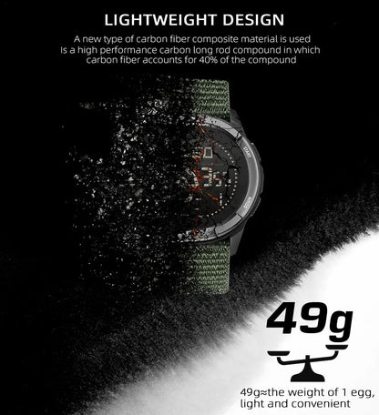 NORTH EDGE ALPS 45MM Men's Outdoor Sports Watch Waterproof Compass Metronome Carbon Fiber Case Nylon Strap