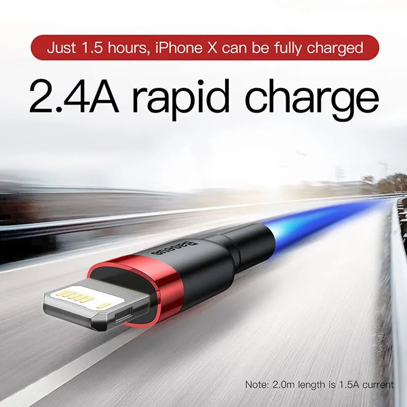 Baseus USB Cable for iPhone 14/13/12 Pro Max - Fast Charging, 2.4A Data Cable for iPhone Mini and Pro Models