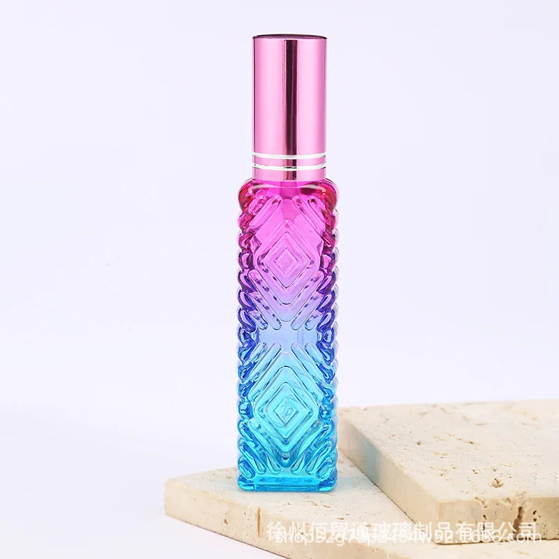 10ml Square Glass Perfume Bottle – Colorful Mini Refillable Spray Vial for Fragrance & Cosmetic Packaging